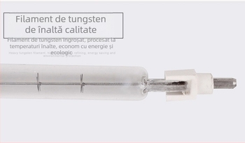 Tubă de lampă din wolfram, cu suport cu clips, 1000W, 220V, pentru interior