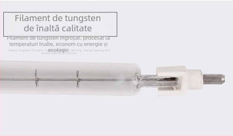 Tubă de lampă din wolfram, cu suport cu clips, 1000W, 220V, pentru interior