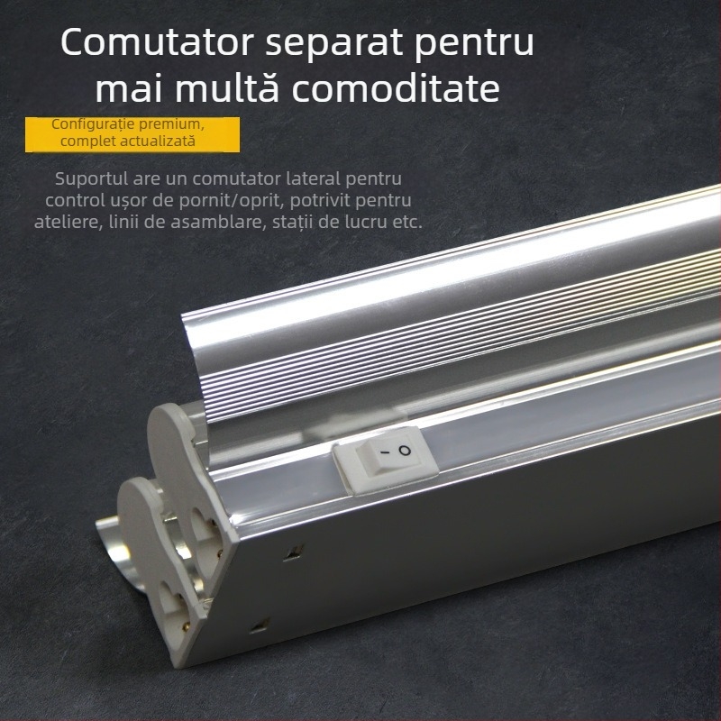 Suport T5 LED integrat cu acoperire simplă sau dublă și întrerupător, carcasă din aluminiu, 1,18 m, 36 W, 1800 lm, fascicul 180°, bază G13