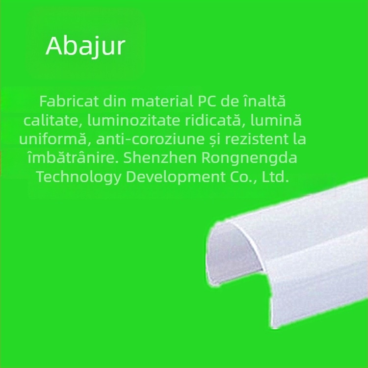 Tub LED încorporat T5, RGB, 0.6 m, 8 W, 85–265 V, 4500 K, CRI 80, IP30, carcasă din aluminiu, 66 LED-uri, CE, ROHS