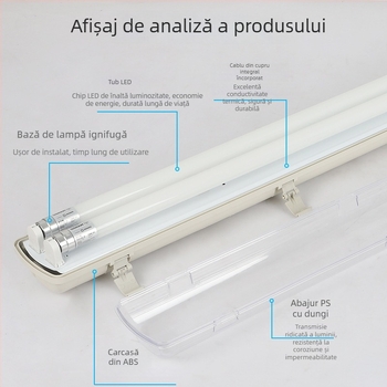 LED T8 cu carcasă rezistentă la apă, praf și explozie – ansamblu de montaj cu suport pentru tuburi simple sau duble
