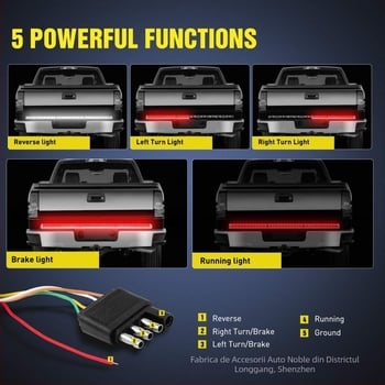 Bandă de iluminare pentru pickup de 60/49 inch, LED cu două rânduri, lumină de semnalizare și frână cu intensitate mare, destinată pickup-urilor