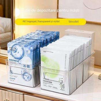 Organizator acrilic pentru machiaj, cu compartimente transparente pentru măști de față, spațiu de depozitare cosmetic pe birou, capacitate mare