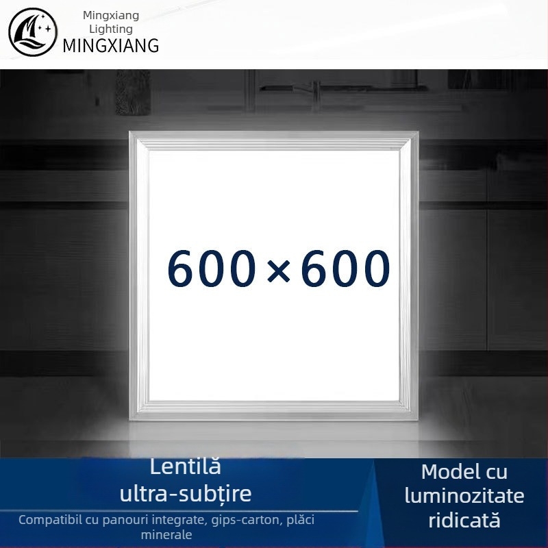 Panel LED plat 600x600, cadru din aluminiu 595x595, 110V, placă de ipsos, corp de plafon încastrat 60x60x60