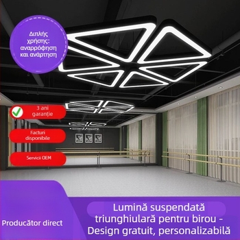 Lampă LED triunghiulară suspendată, stil industrial, pentru birouri, cafenele, săli de sport și mall