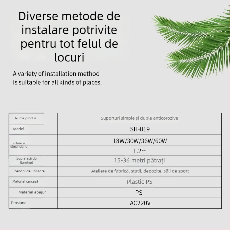 LED suport lampă cu protecție triplă pentru T5/T8, cu difuzor, rezistent la umiditate și apă, lungime 1.2 m