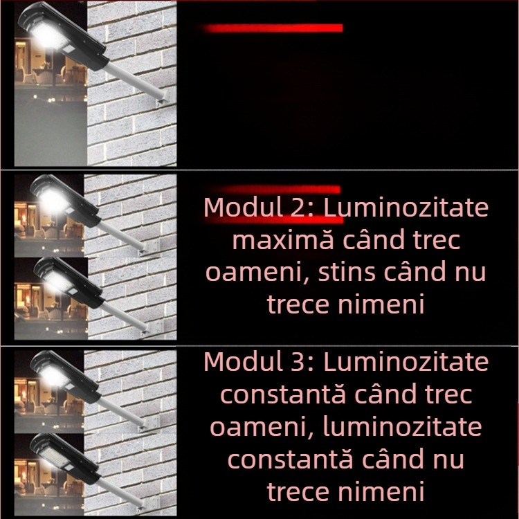 Lumină solară de perete pentru casă și grădină, lampă LED stradală integrată, pe un stâlp înalt, 60 LEDuri, 450 lm, aliaj de aluminiu, IP67