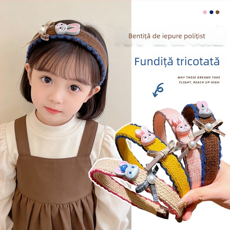 Zootopia Judy Hopps – accesorii pentru păr pentru fete, bentiță tricotată cu fundă, drăguț și versatil
