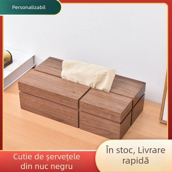 Cutie de șervețele din nuc negru pentru sufragerie și birou — design modern din lemn
