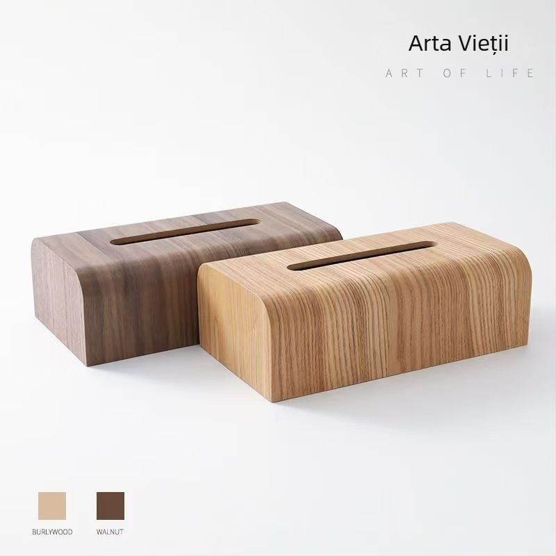 Cutie din lemn de nuc pentru șervețele și hârtie igienică, dreptunghiulară, pentru living, hotel și baie