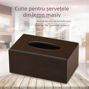 Cutie dreptunghiulară din lemn de Zitan pentru șervețele – suport de țesuturi, pentru living și dormitor
