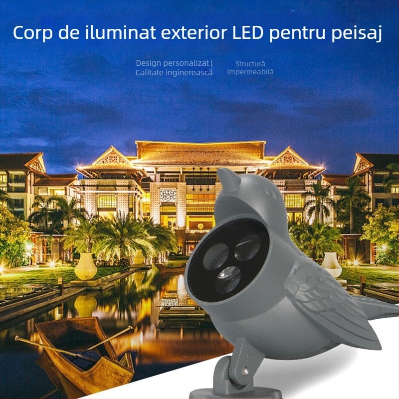 Proiector LED exterior cu decor pasăre, lumină tip țiglă, iluminat de peisaj impermeabil pentru terasă