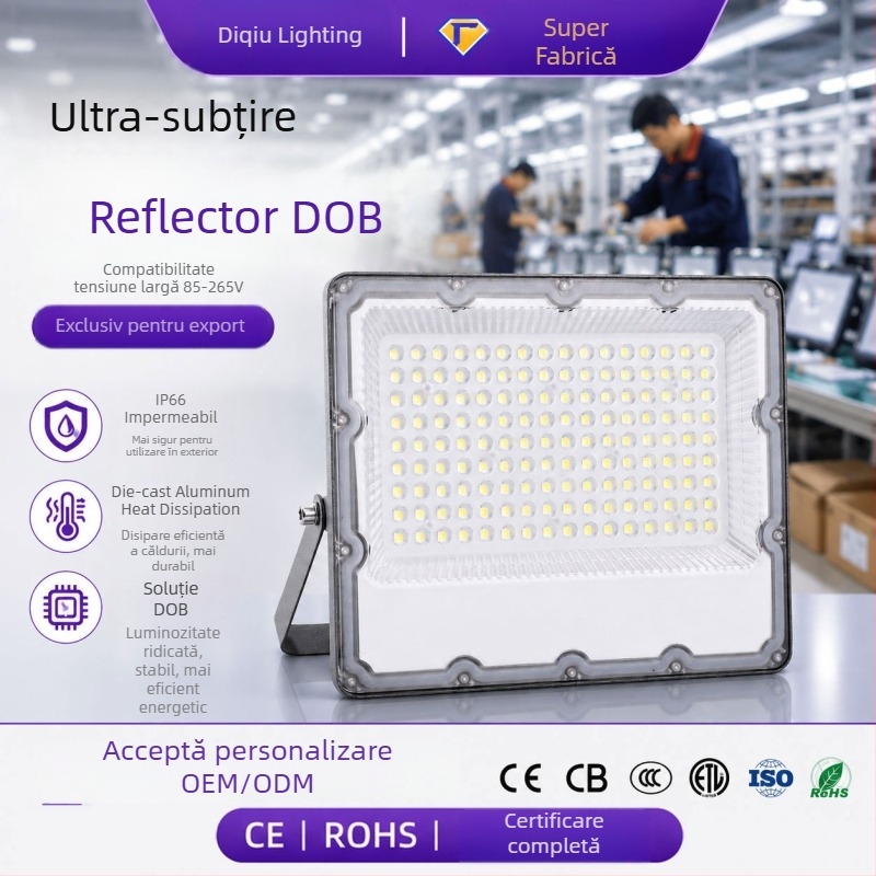 Proiector LED pentru exterior cu lentilă, 300W, IP65, unghi de fascicul 120°, negru