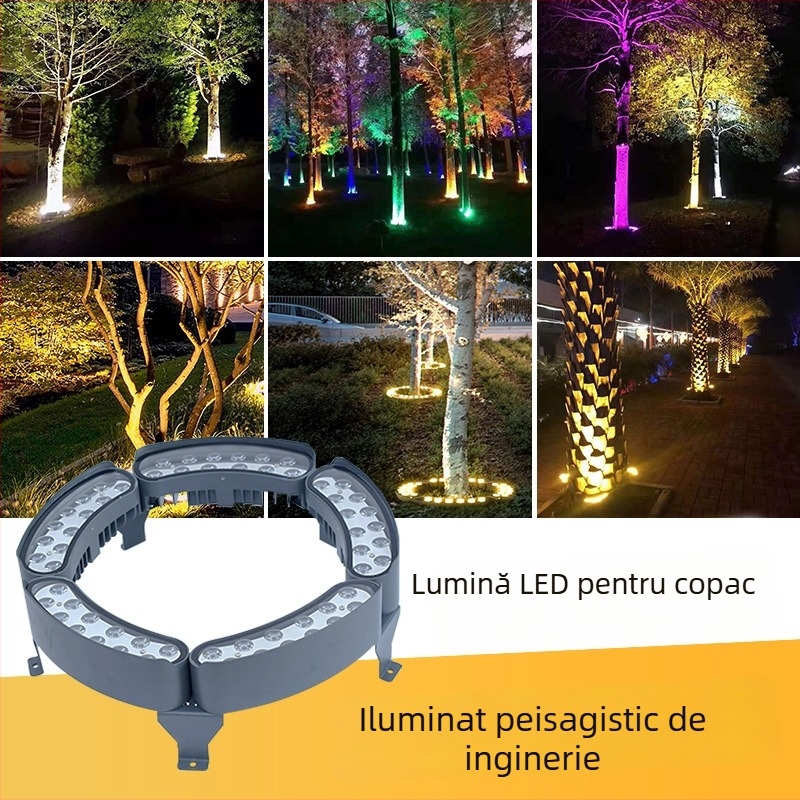 Lampă LED inel pentru copac, lampă de exterior impermeabilă, iluminat de grădină RGB cu schimbare de culoare