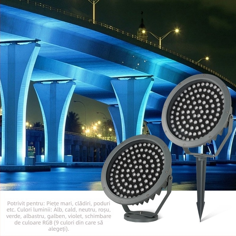 Lumină exterioară rezistentă la apă pentru copac, reflector de peisaj, lampă de gazon cu priză, iluminare decorativă colorată pentru grădină și curte