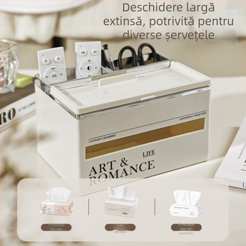 Cutie pentru șervețele, stil ușor luxos, pentru sufragerie — cutie de depozitare multifuncțională pentru birou și măsuță de cafea