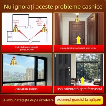 Clopote din cupru și alamă cu pandantiv, obiect decorativ lucrat manual
