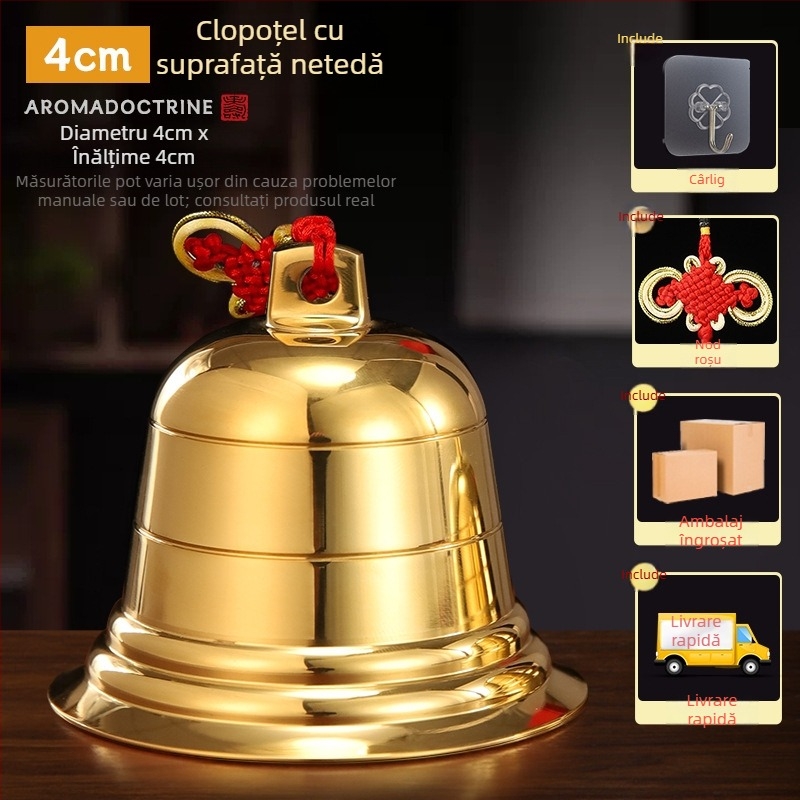 Clopote din cupru și alamă cu pandantiv, obiect decorativ lucrat manual