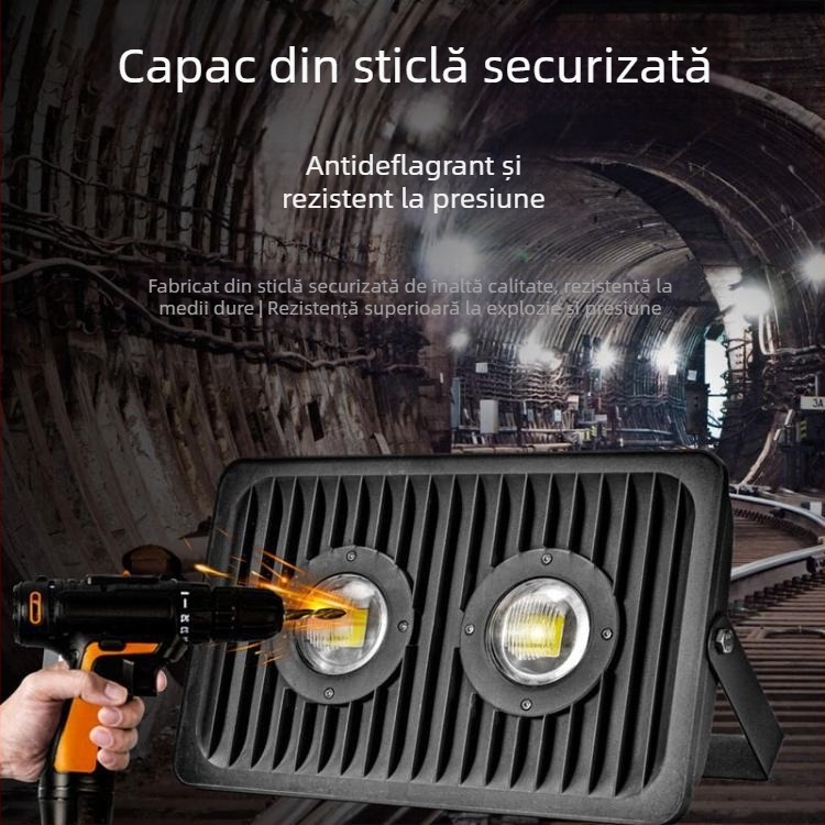 Proiectoare LED pentru tuneluri, iluminat pentru parcuri, piețe și stadioane, tensiune redusă 12V/24V, iluminat antiexplozie pentru fabrici și depozite