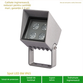 Kit de iluminat exterior mini pătrat, 5W, proiecție și iluminare de perete tip wash, 3000K/2700K