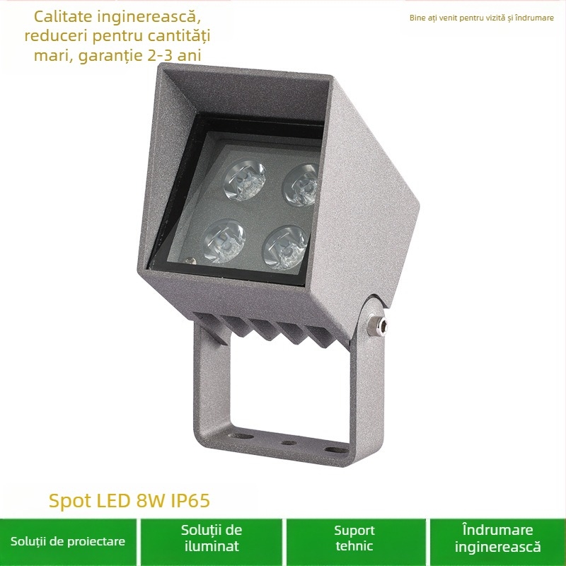 Kit de iluminat exterior mini pătrat, 5W, proiecție și iluminare de perete tip wash, 3000K/2700K