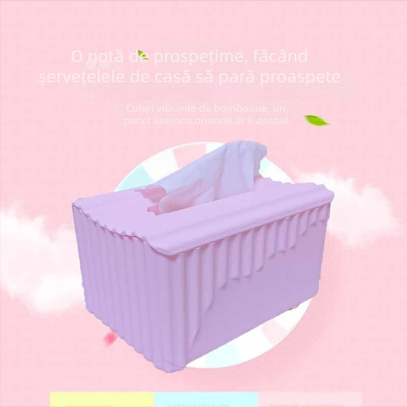 Cutie pătrată roz pentru șervețele, design feminin – pentru uz casnic, dormitor, sufragerie, baie