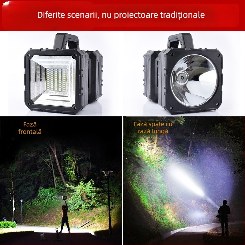 Lampă LED portabilă multifuncțională P90, cu două capete, fascicul lung, lampă de camping, reîncărcabilă