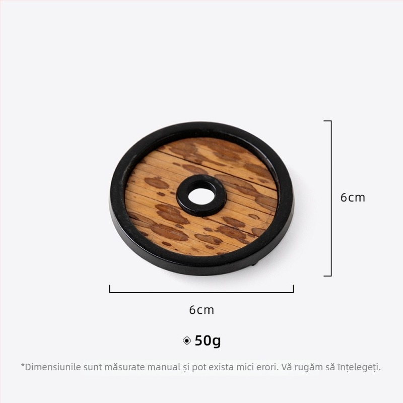 Accesorii pentru ceremonia ceaiului, stil Zen vintage: suport circular pentru capacul ceainicului și suport pentru capac din lut mov