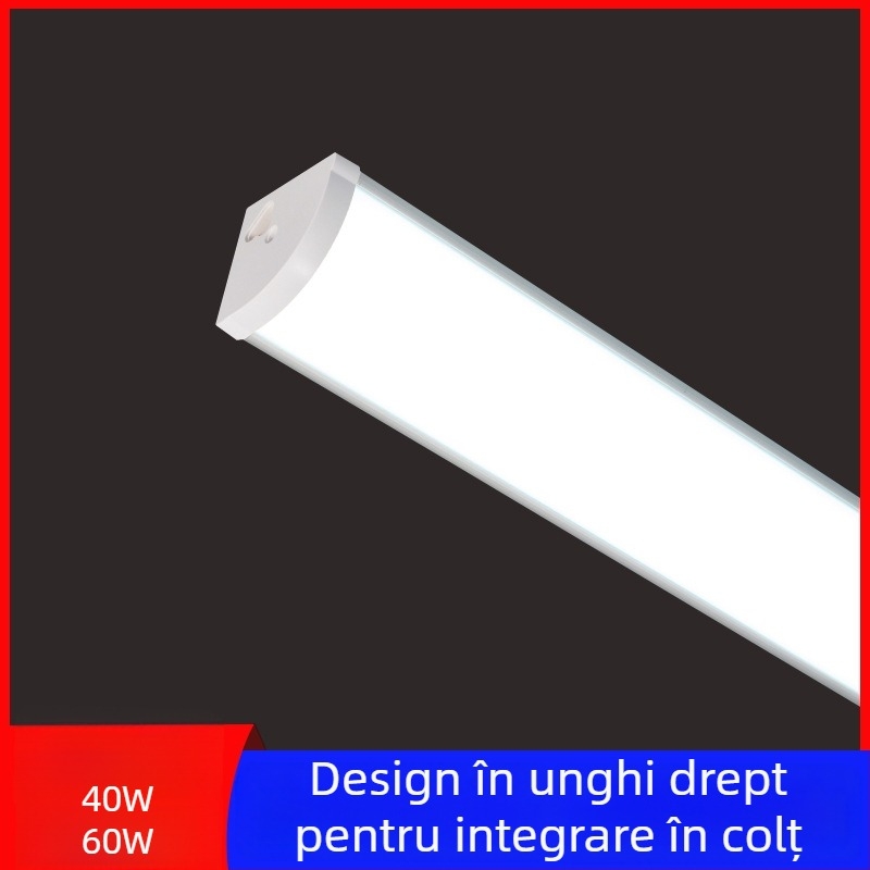 Lampa LED cu unghi drept, 1.2 m, 40W/60W, tub LED de colț, integrat T90, montaj pe suprafață, lumină triunghiulară lungă