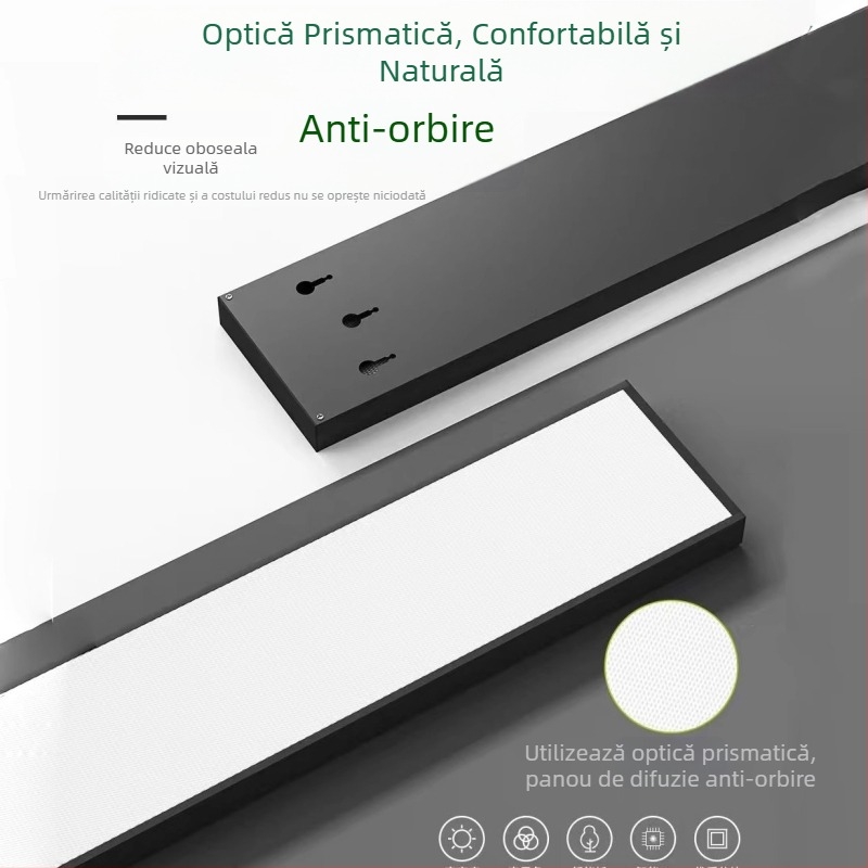 Shunguan Lighting LED Bandă pentru Birou, Neagră, Dreptunghiulară, Anti-Strălucire, Lampa Suspendată în Stil Industrial Modern