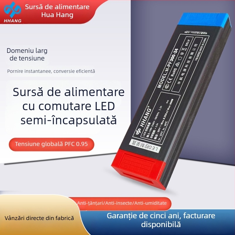 Sursă de alimentare LED pentru bandă cu tensiune largă, putere mare, pentru iluminare liniară și monitorizare, rezistentă la apă