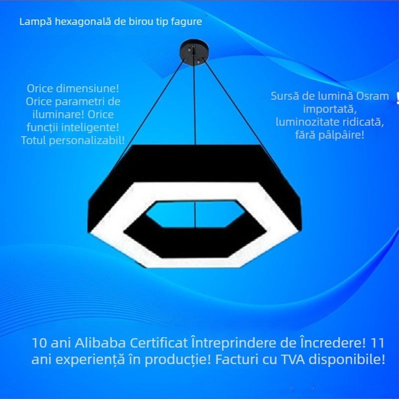 Lampa LED hexagonală pentru birou, design creativ – iluminat de birou suspendat