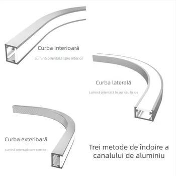 LED iluminare încastrată curbată pentru tavan, canal de lumină din aluminiu semicircular, iluminat de design pentru plafon