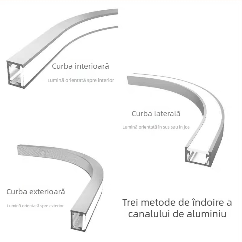LED iluminare încastrată curbată pentru tavan, canal de lumină din aluminiu semicircular, iluminat de design pentru plafon