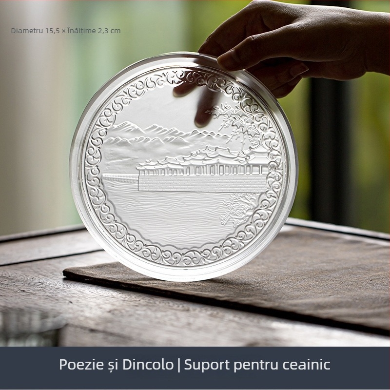 Suport din sticlă groasă pentru ceainic, accesorii handmade pentru ceremonia ceaiului chinezesc, tavă de ceai și suport pentru ceașcă