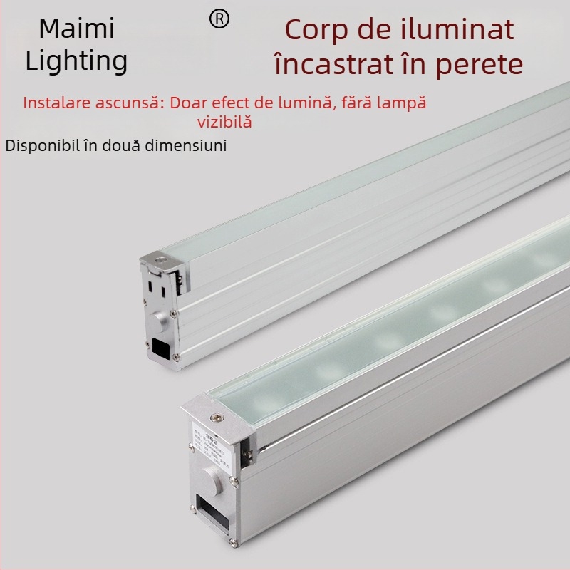 Lumină LED liniară încastrată pentru perete, exterior, rezistentă la apă, alb cald