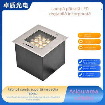Lumină LED subterană pătrată pentru exterior, iluminat peisagistic impermeabil, proiector încastrat pentru gazon