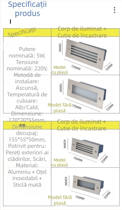 Lampă LED exterioară rezistentă la apă pentru perete, iluminare în colțuri, holuri și scări – foarte puternică