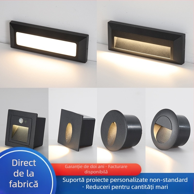 Lumină exterioară pentru trepte — corp de perete montat pe suprafață, LED impermeabil