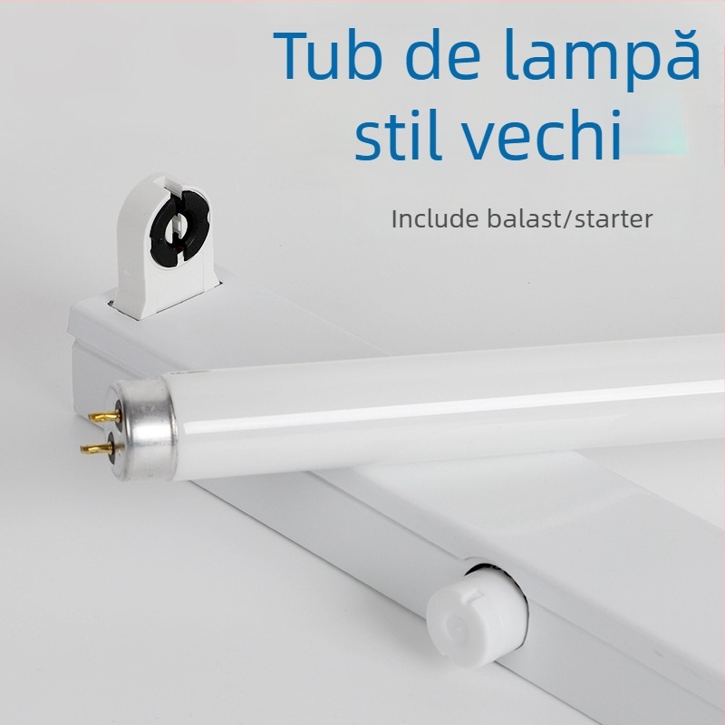 Tubă fluorescentă T8 veche – set complet cu suport, priză de lampă, pornire și balast, 36W, lumină de zi tri-culoare