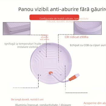 Panou LED fără ramă, montaj pe suprafață, downlight pentru plafon — rotund sau pătrat