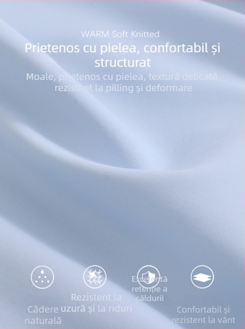 Geacă damă din softshell, croială slimming, căptușeală fleece, culoare albastru lapte, glugă, fermoar, grosime medie, lungime medie, pentru toamnă-iarnă 2025, stil japonez-coreean casual