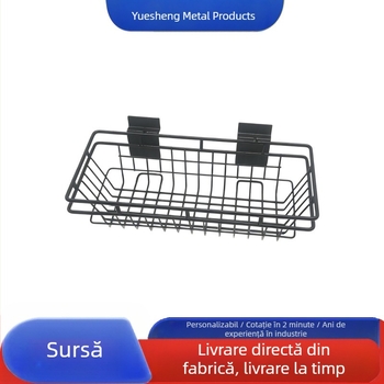 Coș de depozitare montat pe perete din fier, coș de bucătărie fără găuri, raft pentru baie, coș cu plasă de depozitare