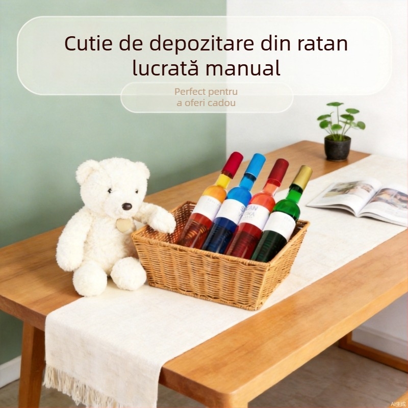 Coș de depozitare din răchită, cu ramă metalică rezistentă la rugină, pentru fructe și gustări