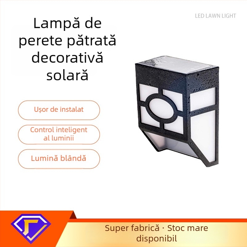 Lampă solară LED impermeabilă pentru garduri și curți, iluminat exterior, lampă de grădină solară