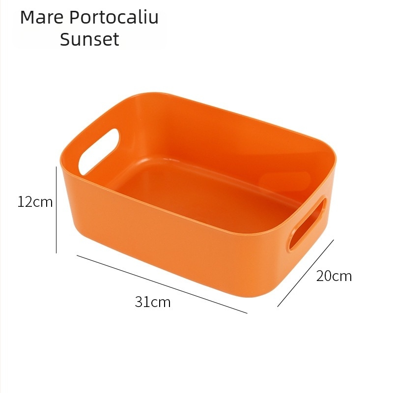 Coș de depozitare din plastic, pătrat, pentru masă — organizare acasă, potrivit pentru bucătărie, cosmetică și gustări.