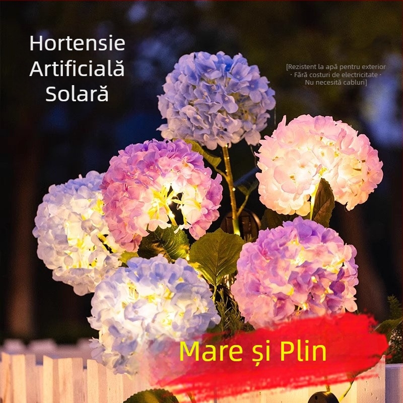 Lumini solare de grădină pentru exterior, iluminat de peisaj impermeabil, în stil hortensie