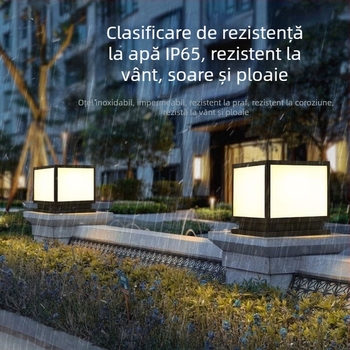 Lampă solară de coloană pentru grădină, lampă exterioară IP65 pentru zid, fier forjat și abajur din acril, LED