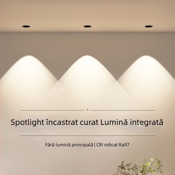 LED proiector anti-orbire pentru iluminare tip wash a pereților, cu ramă îngustă și cupă adâncă, încastrat în plafon, design integrat