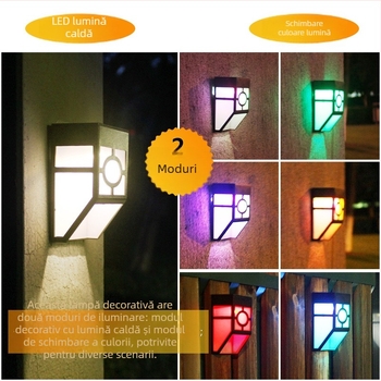 Lampă de perete solară, stil retro, LED panou, pentru balcon și grădină